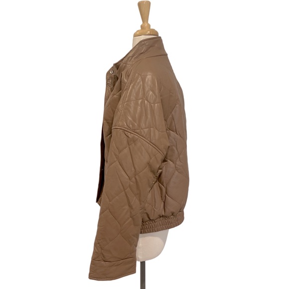 Gilli Brown Faux Leather Quilted Puffer Jacket -NWOT - Picture 2 of 6